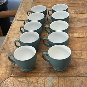 DENBY England Teal Turquoise Speckled Tea Coffee Mugs 3.5" Set Of 10 Luxor